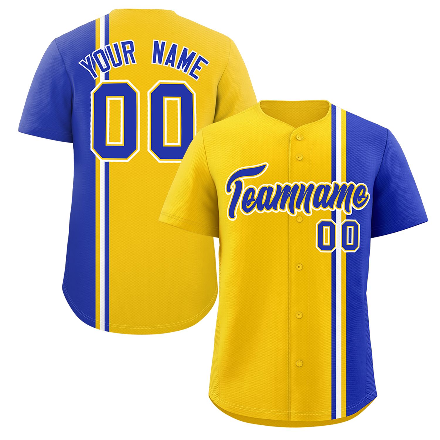 Custom Gold Royal-White Personalized Color Block Authentic Baseball jersey