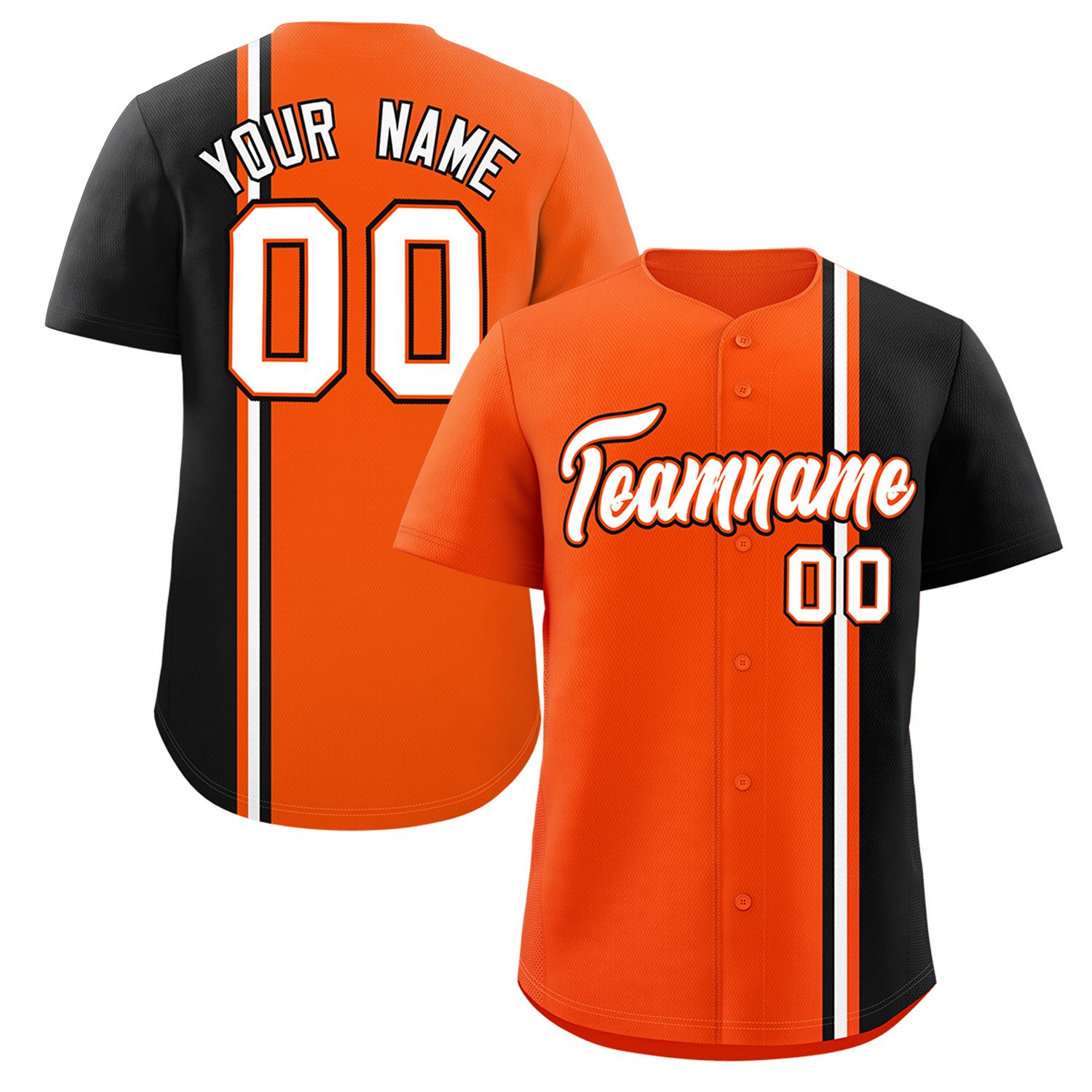 Custom Orange Black-White Personalized Color Block Authentic Baseball jersey