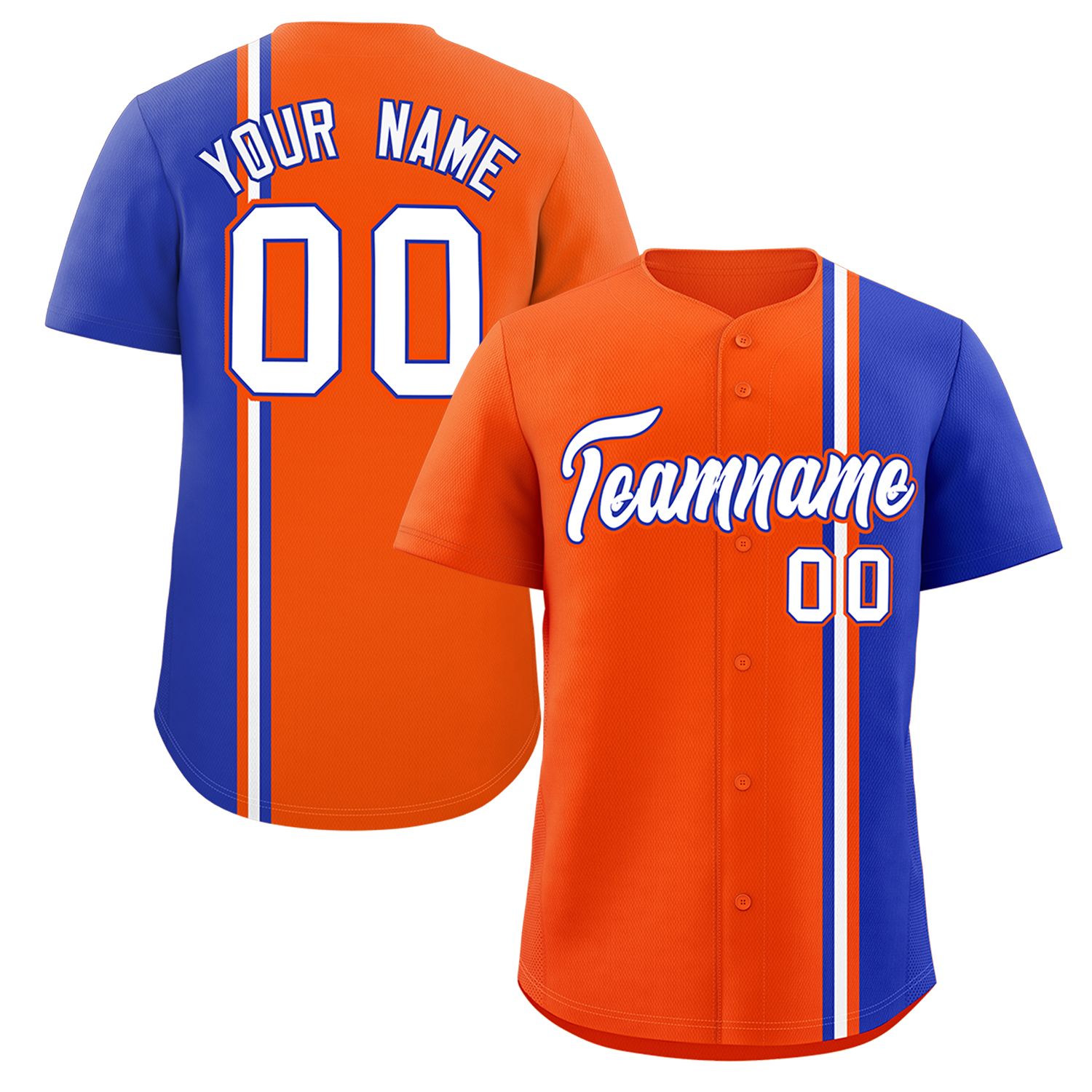 Custom Orange Royal-White Personalized Color Block Authentic Baseball jersey