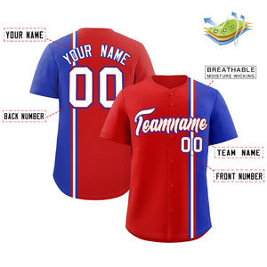 Custom Red Royal-White Personalized Color Block Authentic Baseball jersey