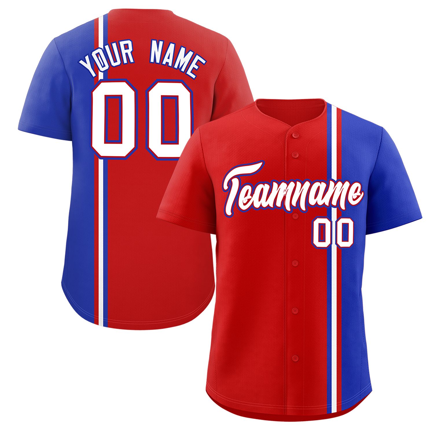 Custom Red Royal-White Personalized Color Block Authentic Baseball jersey