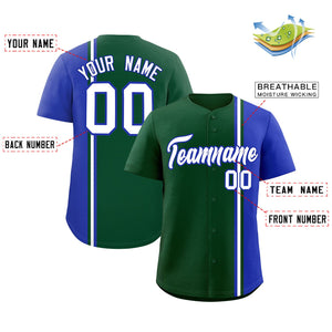 Custom Green Royal-White Personalized Color Block Authentic Baseball jersey