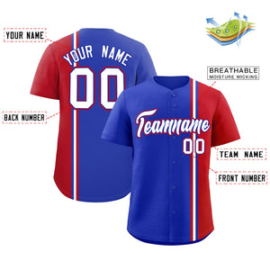 Custom Royal Red-White Personalized Color Block Authentic Baseball jersey