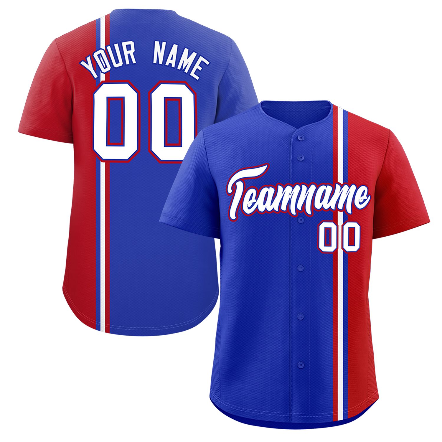 Custom Royal Red-White Personalized Color Block Authentic Baseball jersey