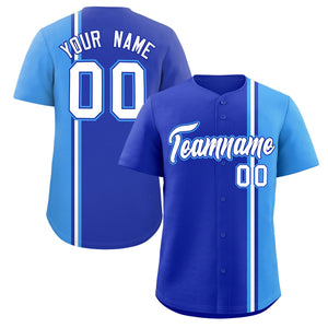 Custom Powder Blue Royal-White Personalized Color Block Authentic Baseball jersey