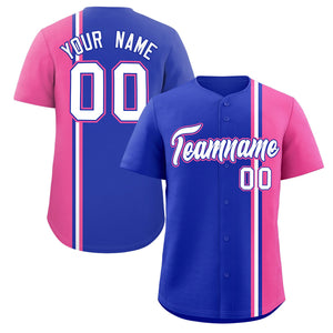 Custom Royal Pink-White Personalized Color Block Authentic Baseball jersey