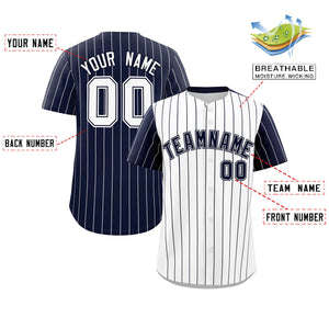 Custom White Navy Pinstripe Personalized Raglan Sleeves Authentic Baseball Jersey