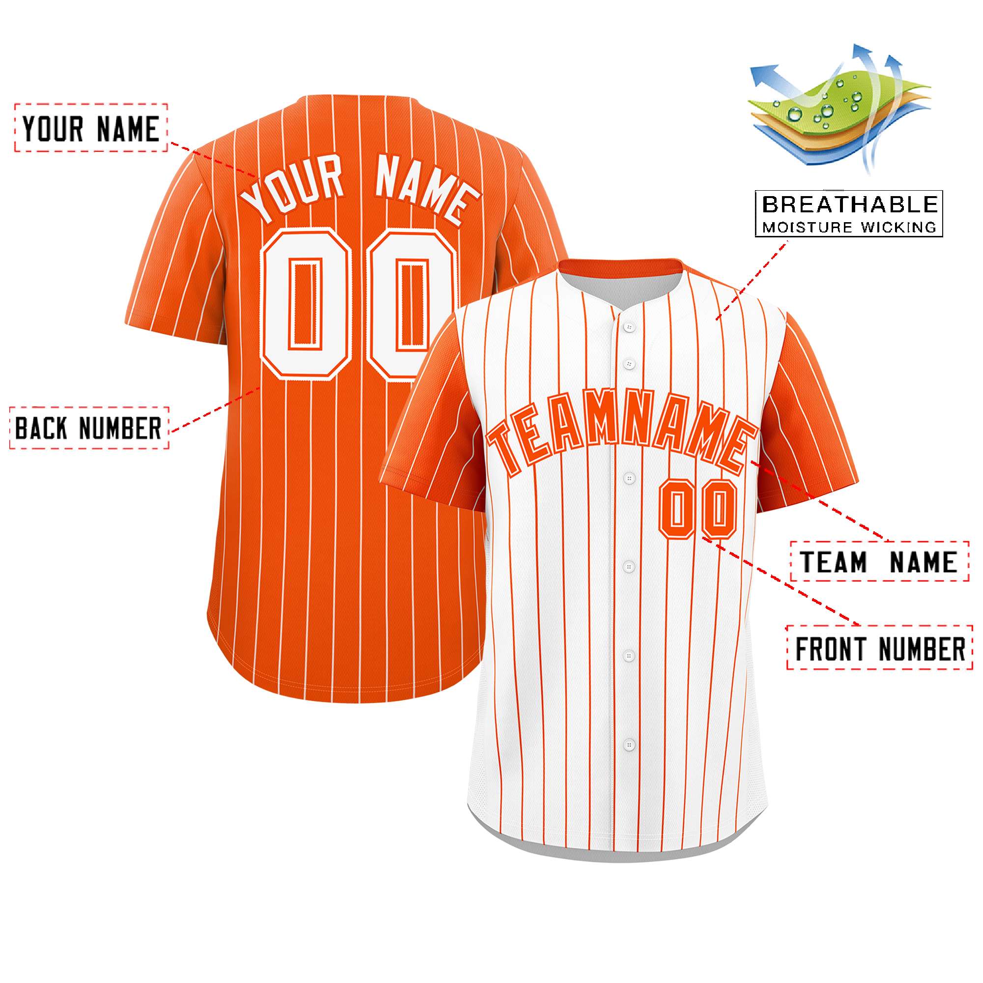 Custom White Orange Pinstripe Personalized Raglan Sleeves Authentic Baseball Jersey