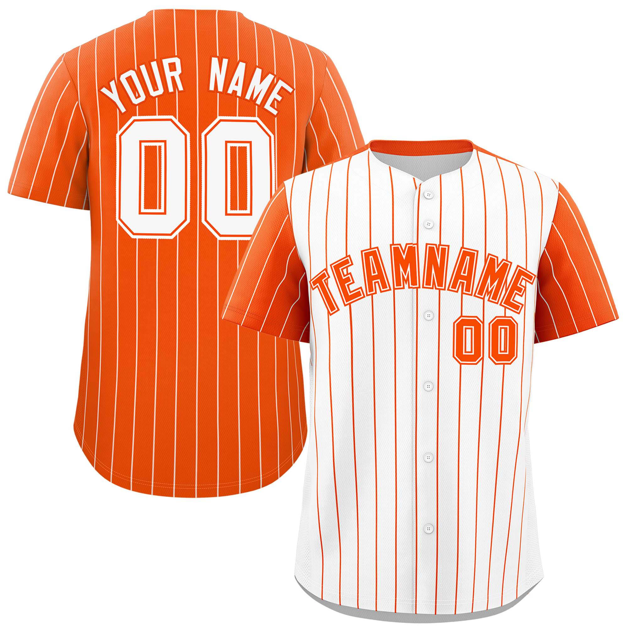 Custom White Orange Pinstripe Personalized Raglan Sleeves Authentic Baseball Jersey