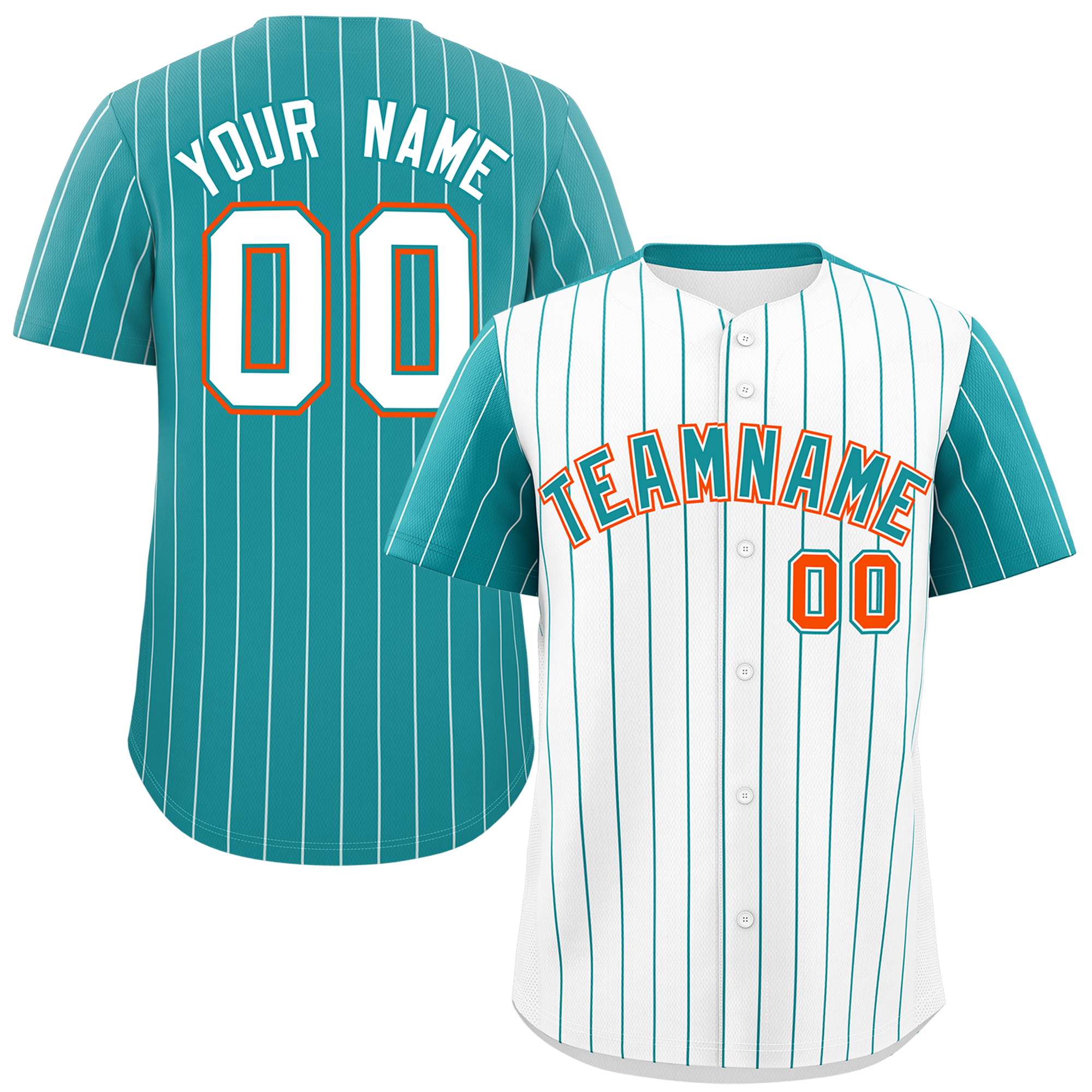 Custom White Aqua Pinstripe Personalized Raglan Sleeves Authentic Baseball Jersey