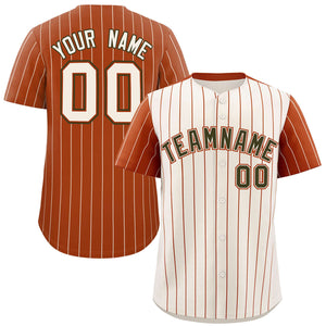 Custom Cream Texas Orange Pinstripe Personalized Raglan Sleeves Authentic Baseball Jersey