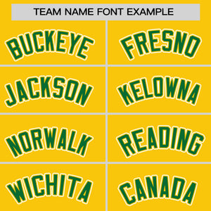 Custom Gold Kelly Green Pinstripe Personalized Raglan Sleeves Authentic Baseball Jersey