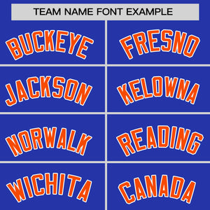 Custom Royal Orange Pinstripe Personalized Raglan Sleeves Authentic Baseball Jersey