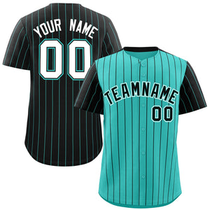 Custom Bright Green Black Pinstripe Personalized Raglan Sleeves Authentic Baseball Jersey