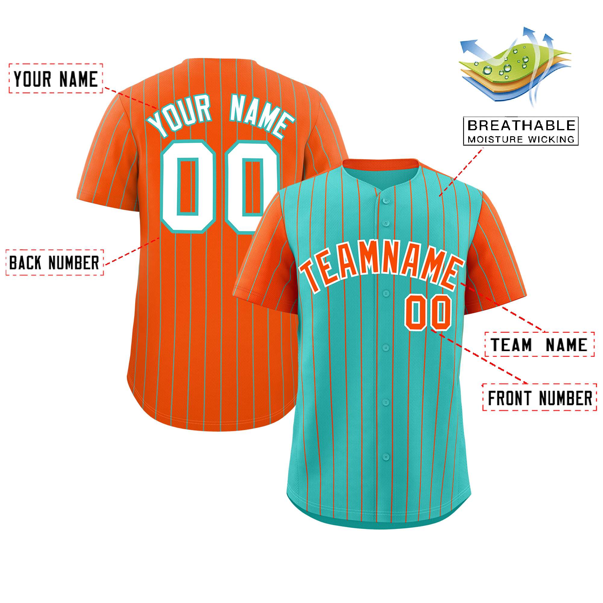 Custom Bright Green Orange Pinstripe Personalized Raglan Sleeves Authentic Baseball Jersey