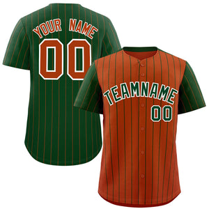 Custom Texas Orange Green Pinstripe Personalized Raglan Sleeves Authentic Baseball Jersey