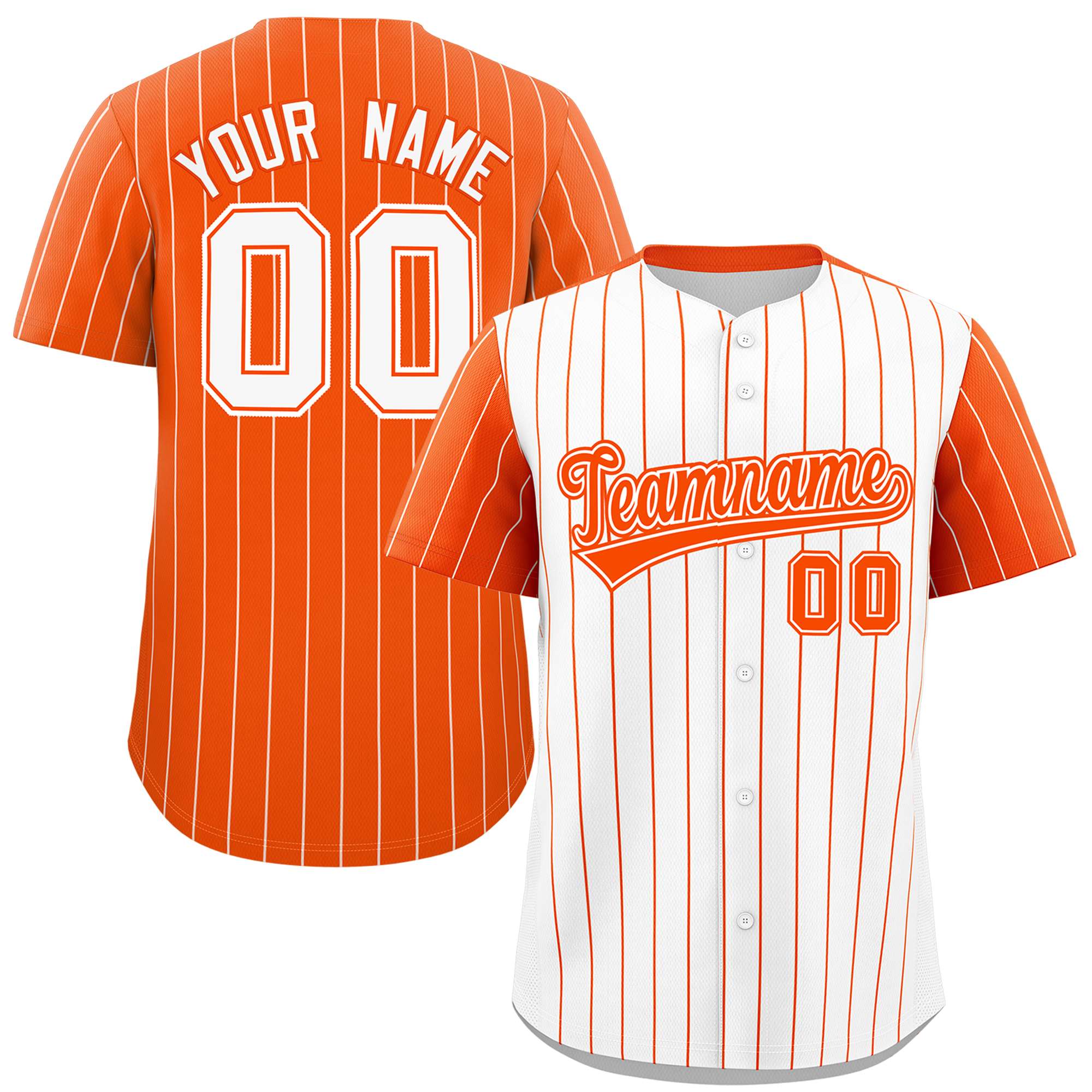 Custom White Orange Pinstripe Personalized Raglan Sleeves Authentic Baseball Jersey