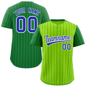 Custom Neon Green Kelly Green Pinstripe Personalized Raglan Sleeves Authentic Baseball Jersey