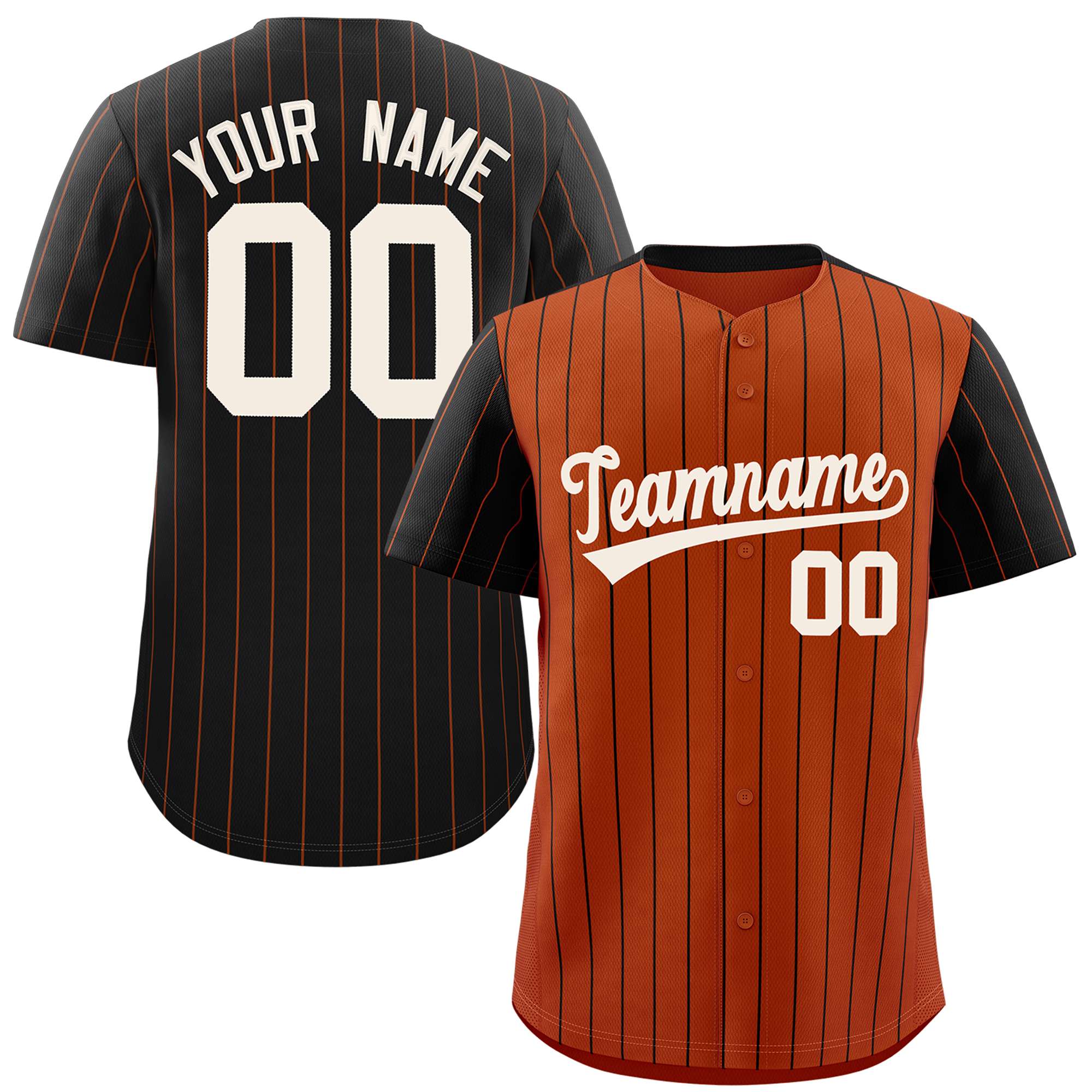 Custom Texas Orange Black Pinstripe Personalized Raglan Sleeves Authentic Baseball Jersey