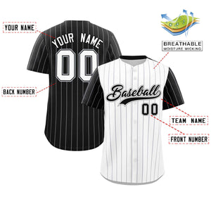 Custom White Black Pinstripe Personalized Raglan Sleeves Authentic Baseball Jersey