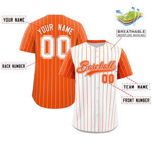 Custom White Orange Pinstripe Personalized Raglan Sleeves Authentic Baseball Jersey