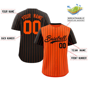 Custom Orange Black Pinstripe Personalized Raglan Sleeves Authentic Baseball Jersey