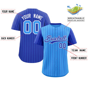 Custom Powder Blue Royal Pinstripe Personalized Raglan Sleeves Authentic Baseball Jersey