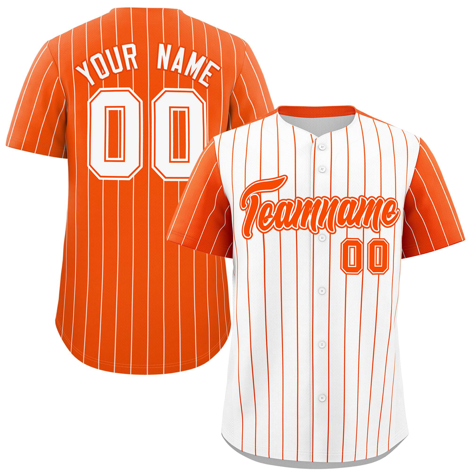 Custom White Orange Pinstripe Personalized Raglan Sleeves Authentic Baseball Jersey