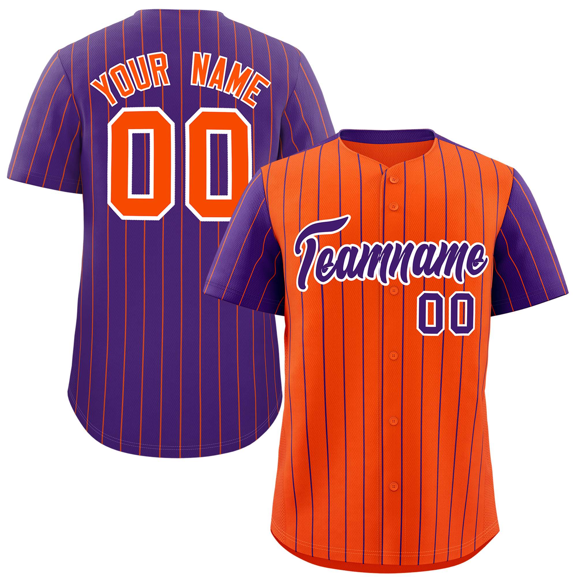 Custom Orange Purple Pinstripe Personalized Raglan Sleeves Authentic Baseball Jersey