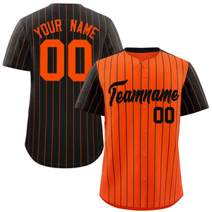 Custom Orange Black Pinstripe Personalized Raglan Sleeves Authentic Baseball Jersey