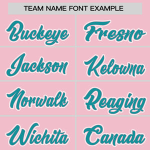 Custom Light Pink Aqua Pinstripe Personalized Raglan Sleeves Authentic Baseball Jersey