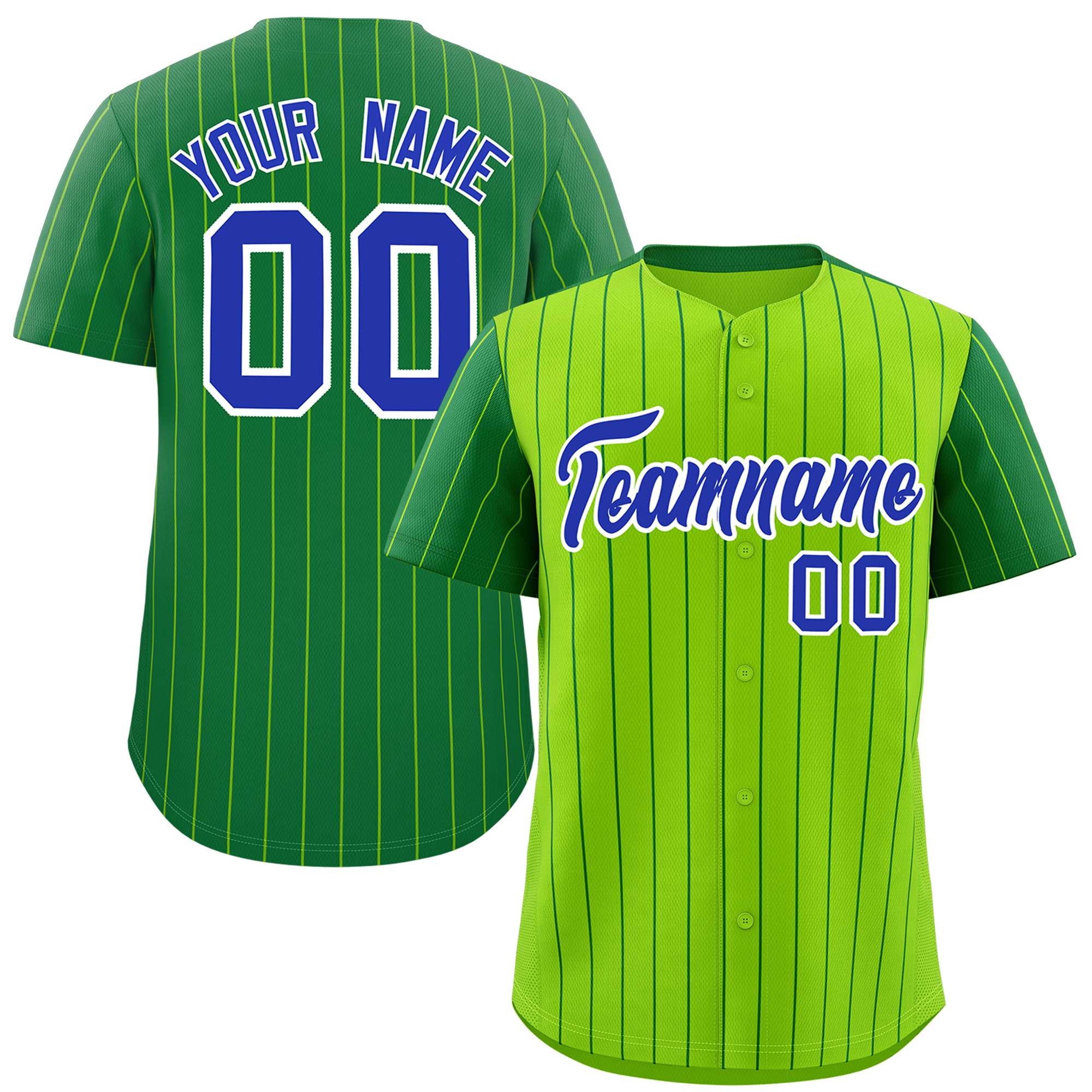 Custom Neon Green Kelly Green Pinstripe Personalized Raglan Sleeves Authentic Baseball Jersey