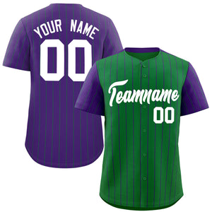 Custom Kelly Green Purple Pinstripe Personalized Raglan Sleeves Authentic Baseball Jersey