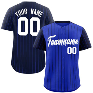 Custom Royal Navy Pinstripe Personalized Raglan Sleeves Authentic Baseball Jersey