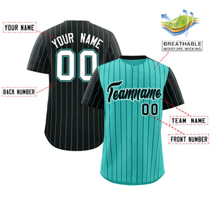 Custom Bright Green Black Pinstripe Personalized Raglan Sleeves Authentic Baseball Jersey