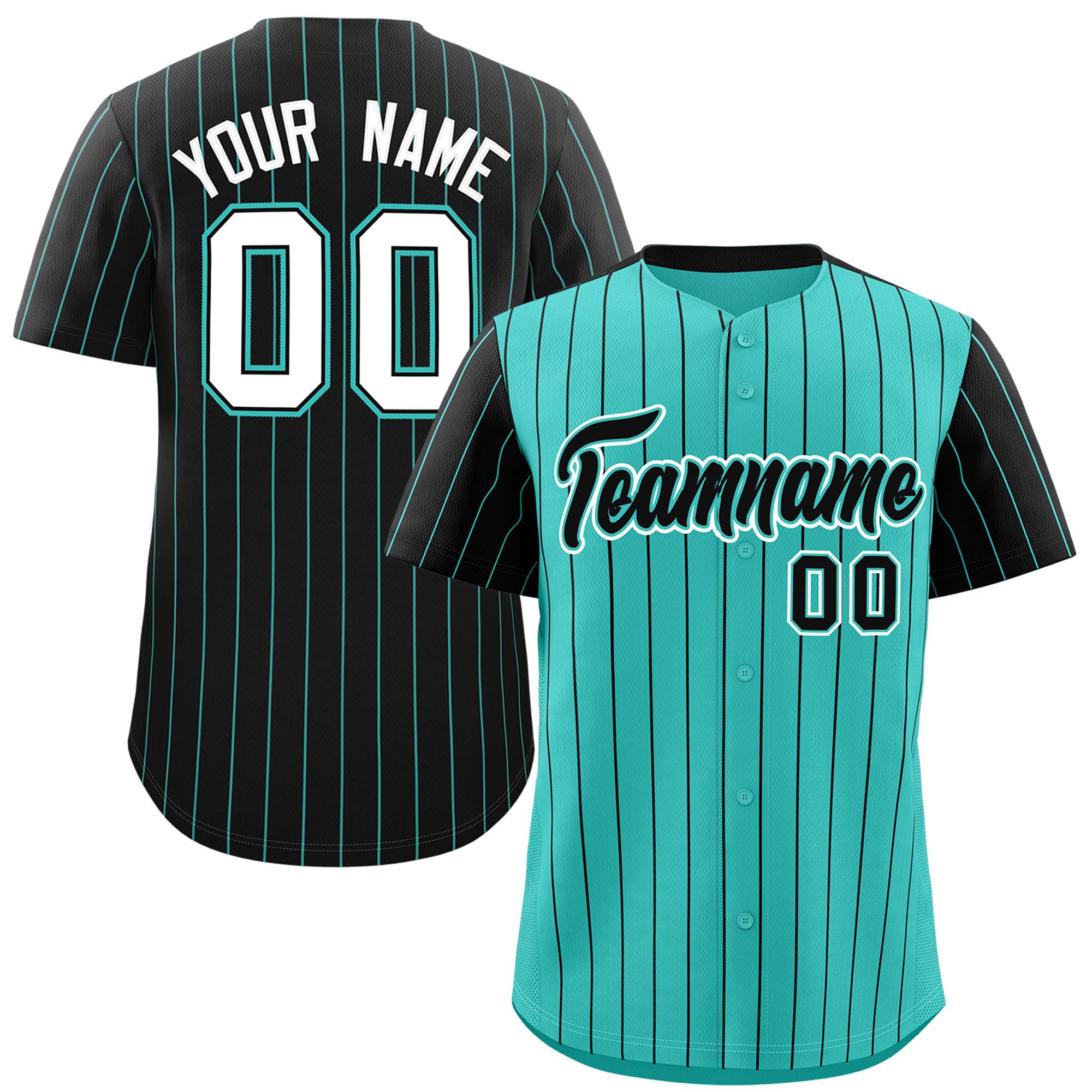 Custom Bright Green Black Pinstripe Personalized Raglan Sleeves Authentic Baseball Jersey