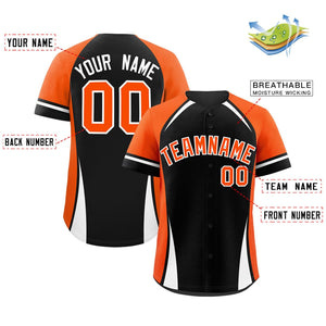 Custom Black Orange-White Personalized Color Block Authentic Baseball Jersey