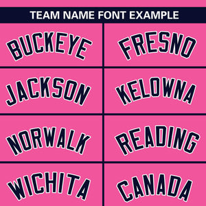 Custom Pink Navy-White Personalized Color Block Authentic Baseball Jersey