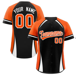 Custom Black Orange-White Personalized Color Block Authentic Baseball Jersey