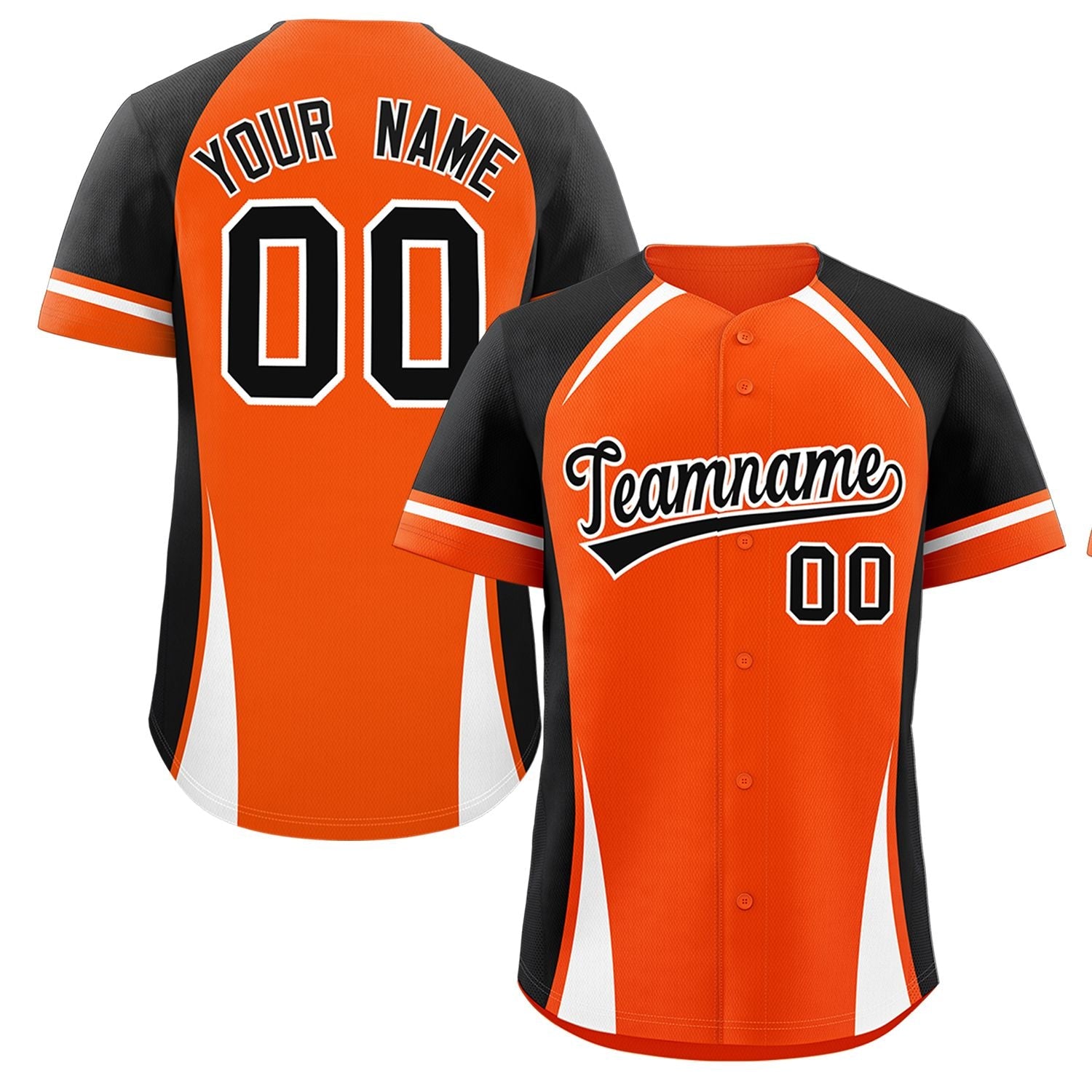 Custom Orange Black-White Personalized Color Block Authentic Baseball Jersey