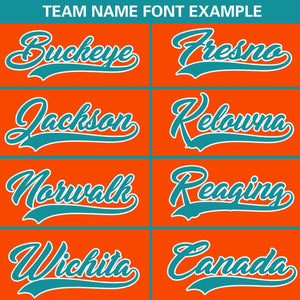 Custom Orange Aqua-White Personalized Color Block Authentic Baseball Jersey