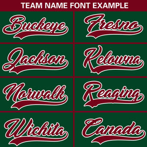 Custom Green Crimson-White Personalized Color Block Authentic Baseball Jersey