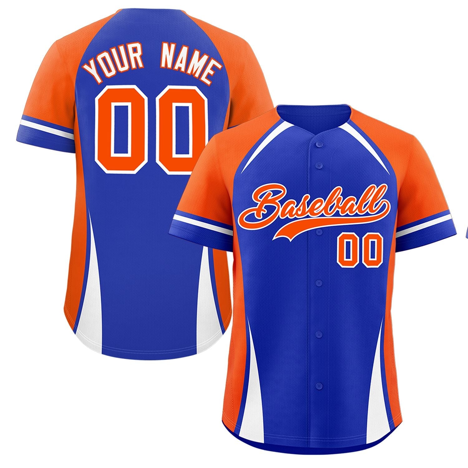 Custom Royal Orange-White Personalized Color Block Authentic Baseball Jersey