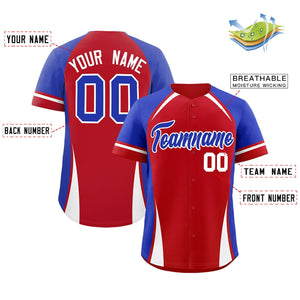 Custom Red Royal-White Personalized Color Block Authentic Baseball Jersey