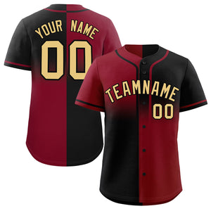 Custom Black Crimson Personalized Symmetrical Gradient Design Authentic Baseball Jersey