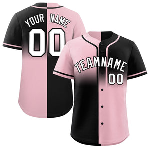 Custom Black Light Pink Personalized Symmetrical Gradient Design Authentic Baseball Jersey