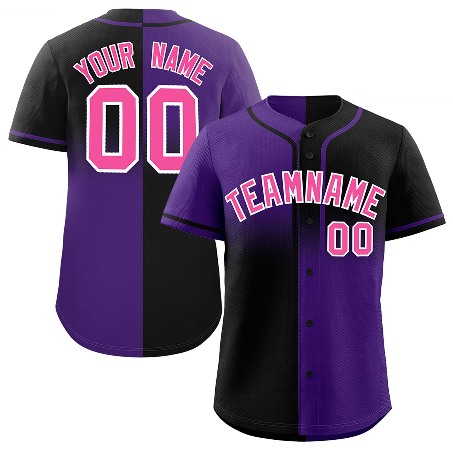 Custom Black Purple Personalized Symmetrical Gradient Design Authentic Baseball Jersey