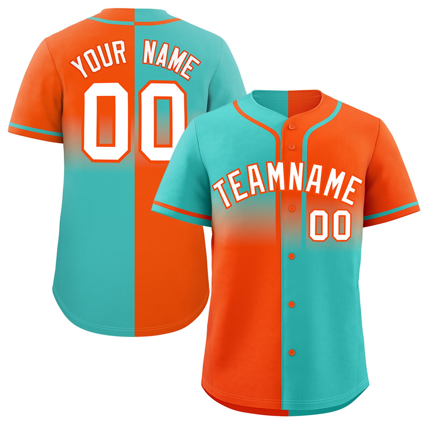 Custom Orange Bright Green Personalized Symmetrical Gradient Design Authentic Baseball Jersey