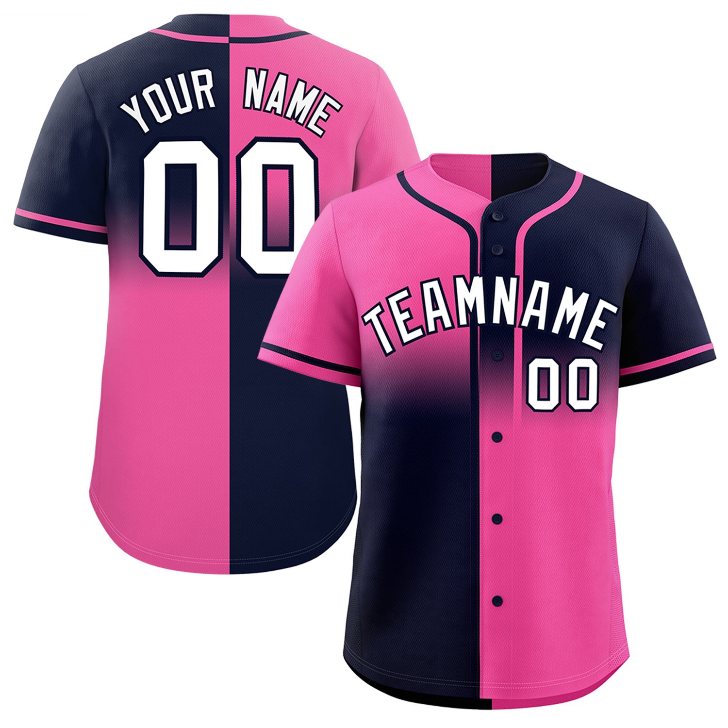 Custom Navy Pink Personalized Symmetrical Gradient Design Authentic Baseball Jersey