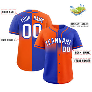 Custom Royal Orange Personalized Symmetrical Gradient Design Authentic Baseball Jersey